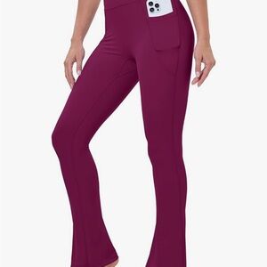 Elegant Women's Flare Pants - Rich Burgundy